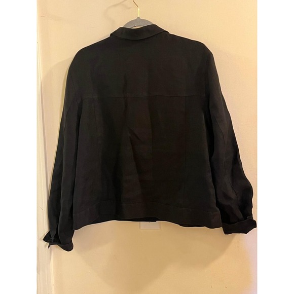 Talbots Jacket Blazer Women's Size 16 Black Linen Casual Button Down - Picture 6 of 6